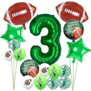 2 x Football Balloons Arch Kit for Party Decorations,32-Inch 3st Birthday Number Balloons set with Latex Balloons, Star & Football Foil Balloons for Football Birthday Party,Baby Shower, Game Day Decor