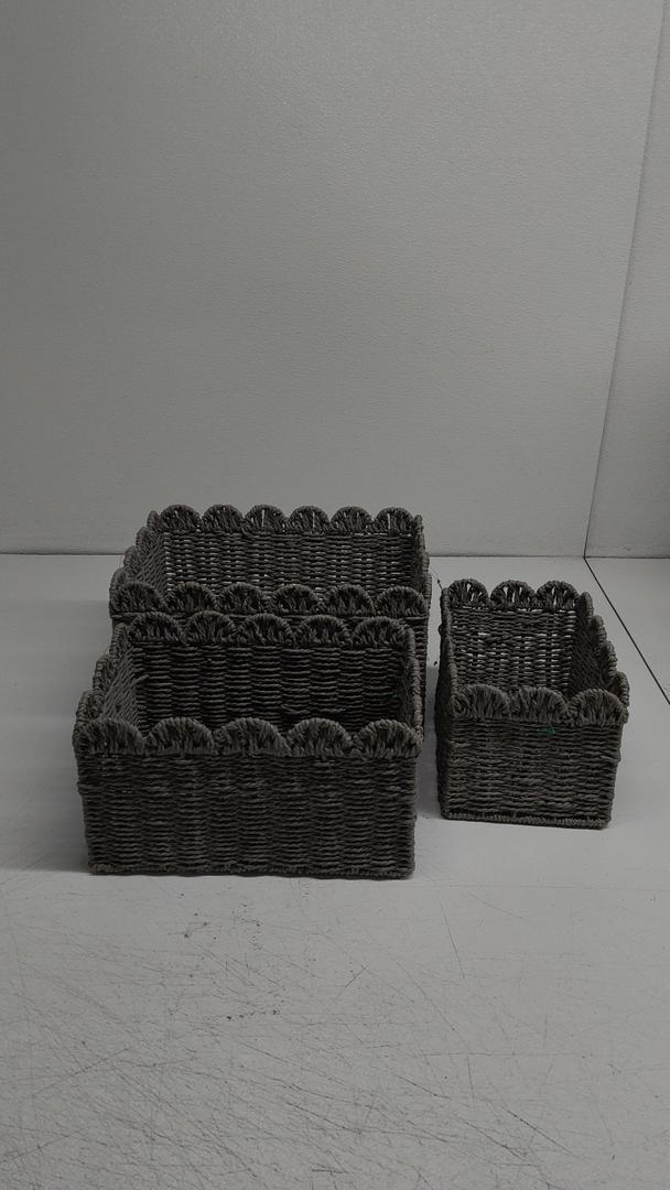 Pack of 3 Grey Scalloped Baskets