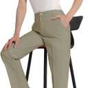 Tapata Women's 28"/30"/32"/34" Straight Linen Dress Pants with Pockets Tall, Petite, Regular for Office Work Business (Brown, XL)