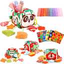 YOGINGO Montessori Toys for 1 Year Old - Tissue Box Baby Toys, Soft Stuffed High Contrast Crinkle Infant Sensory Toys, Boys&Girls Kids Early Learning Gifts (Square Multicolor)