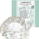 The Honest Company Babe's Clean Bum Gift Set, Diapering and Newborn Essentials 99% Water Wipes 60 ct Diaper Rash Cream 2.5 oz Conscious Diapers Size 1