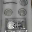 Glass Bathroom Accessories Set 5Pcs Crystal - Foaming Soap Dispenser, Soap Dish, Cup, Acrylic Toothbrush Holder with Tray Organizer, Qtip Jar, Bathroom Counter Set Sink Decor (Clear)