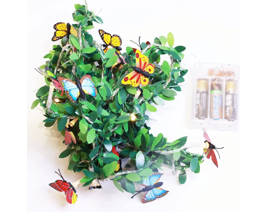 Butterfly Rattan Thanksgiving String Lights Hanging Light Christmas Lights Outdoor Indoor Waterproof Decorative Fairy Light for Patio Garden Balcony Hall