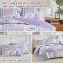 Joyreap 3 Pieces Floral Quilt Set King, Patchwork Purple n Pink Flowers Design, Smooth Soft Microfiber Quilt, Bedspread Bed Cover for All Season, 1 Quilt and 2 Pillow Shams- 102x90 inches