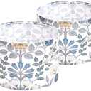 2pcs Flower Printed Small Drum Lamp Shades for Table Lamps Floor Lamps Wall Lamps.10"x10"x7" Barrel Lamp Shade for Home Decoration.Sipder Fitter Design.Easy Assembly.Fit harp and finial (not included)