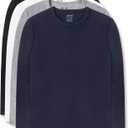 Brix Boys' Long Sleeve Tees - Tagless Crewneck Cotton Soft 4-pk Shirts. 2-20 (9-10 Years, White, Navy, Black, Grey)