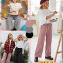 Oakgarden 3 Pack Girls' Wide Leg Sweatpants Drawstring Baggy Pants Teen Casual Loose Athletic Joggers with Pockets (Black, Light Heather Gray, Light Pink, 9-10 Years)