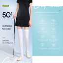 Golf Sun Protection Socks UPF50+ Overknee Stocking Ice Silk Breathable Cool Socks for Women School Outdoor Sports (Black) One Size