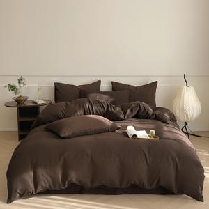 Luxlovery Brown Comforter Set California King Chestnut Coffee Bedding Comforter Set Cal King Chocolate Solid Soft Breathable Mocha Blanket Quilts 3 Piece Bedding Set