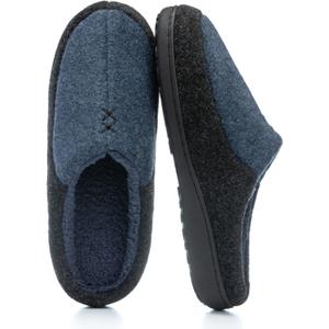 GOEWY Mens Two-Tone House Slippers with Memory Foam Cozy Warm Slip On House Shoes for Indoor Outdoor Gifts for Men Him Dad (9-10, Blue Heels)