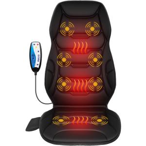 COMFIER Back Massager with Heat, Vibration Massage Seat Cushion with 8 Massage Nodes & 5 Modes, Adjustable Chair Massager Pad for Home Office, Heated Chair Pad, Gifts for Women Men Mom Dad (Jet Black)
