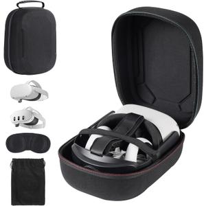 Hard Carrying Case Compatible with Meta Quest 3S/Quest 3/Oculus Quest 2/VP/Pico4,Compatible with VR Headsetible with Battery Elite Strap,Controllers and Other Accessories,Hard Shell Case-Black