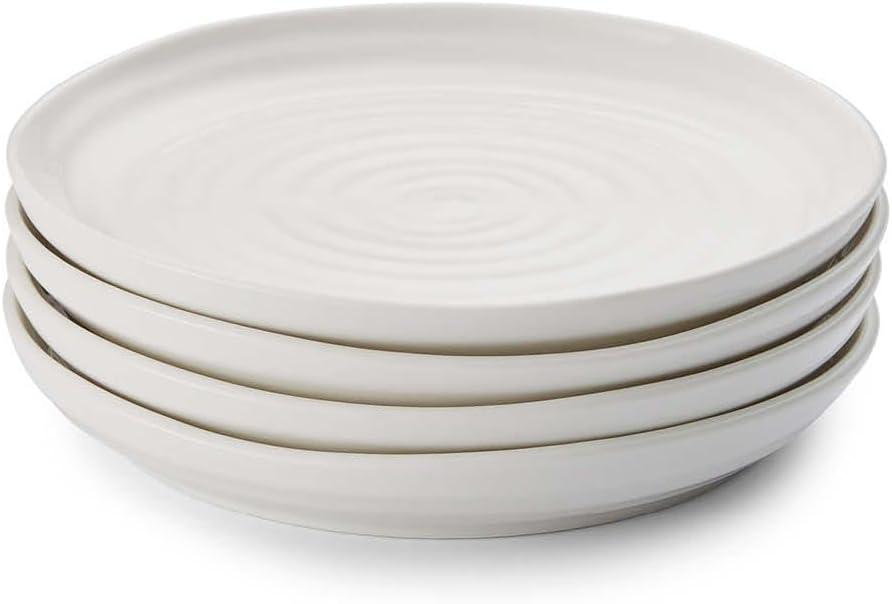 Portmeirion Sophie Conran Coupe Dessert Plates | Set of 4 | Elegant Porcelain Serving Plates | Appetizer or Salad Plates | Microwave, Oven, and Dishwasher Safe | White | 6.5