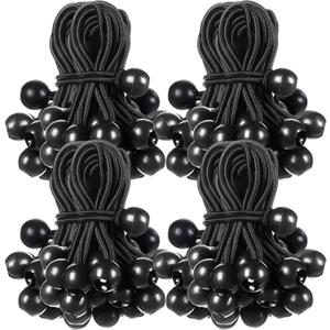 100 Pcs 4 Inch Ball Bungee Cords Tarp Tie Downs Bungee Cords with Balls Heavy Duty Outdoor Tarp Straps for Canopy Shelter Camping Cargo Tent Poles UV Resistant (Black)
