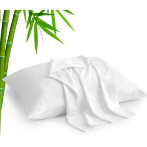 BEDELITE Standard Pillow Cases Set of 2, Rayon Derived from Bamboo, Cooling Pillow Cases for Hot Sleepers & Night Sweats, Breathable Silky Soft Envelope Pillowcases(White, 20"x26")