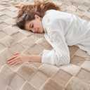 Cozy Bliss Checkered Faux Rabbit Fur Blanket King Size for Bed, Soft Fuzzy Blankets for Women Men, Large Furry Fleece Throw for Bedroom Decor (Tan, 108" x 90")