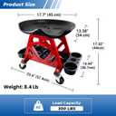 HOXWELL Durable Mechanic Seat with Wheels - Heavy Duty Rolling Stool Car Detailing Creeper Seat with Tool Tray for Workshop, Auto Repair Shop and Home, L 17.7'' x W 13.38'' x H 17.32''