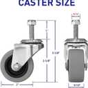 2" Caster Wheels, Threaded Stem Casters Set of 4 Heavy Duty, 5/16''-18 x 1" (Screw Diameter 5/16", Stem Length 1"), Rubber Swivel Casters for Cart Furniture (4 Swivel)