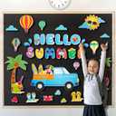 Konsait Hello Summer Bulletin Board Decorations - Vibrant Truck Beach Cutouts for Bulletin Boards, Summer Decorations for Classroom, Office, Home, or Party Decor