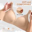 Seamless Wireless Bra for Women with Support - No Underwire Full Coverage Push Up Bras (Beige, L)