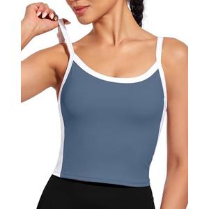 XUNYU Womens Longline Sports Bra Workout Tops with Built in Bras Adjustable Strap Crop Yoga Tank Padded Athletic Shirt M
