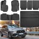 Floor Mats Cargo Liner and Backrest Mat for 2020-2025 2026 Mercedes Benz GLE Accessories All Weather TPE Rubber Protector Mat (Not for Coupe or 7 Seat)