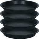 4 Pack Plant Saucer 16 inch, 17 inch (16.8") Plastic Large Flower Planter Plant Pot Saucers and Drip Tray for Indoors Outdoors, Thick Heavy Sturdy Durable Plant Plate Water Catcher (Black)