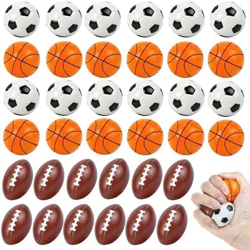 36 Pcs Mini Foam Sports Balls for Kids Adults Party Favors,Small Stress Balls Basketball Football Soccer Balls Bulk Toys Goodie Bag Stuffers Classroom Prizes Party Decorations