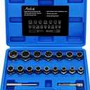 18Pcs Screw Puller Kit, Multi-Spline Hex Head, 3/8 Inch Drive Easy Removal Bolt Puller Kit for Removing Stripped, Rounded, Damaged, Broken, Screws and Bolts Removal Kit