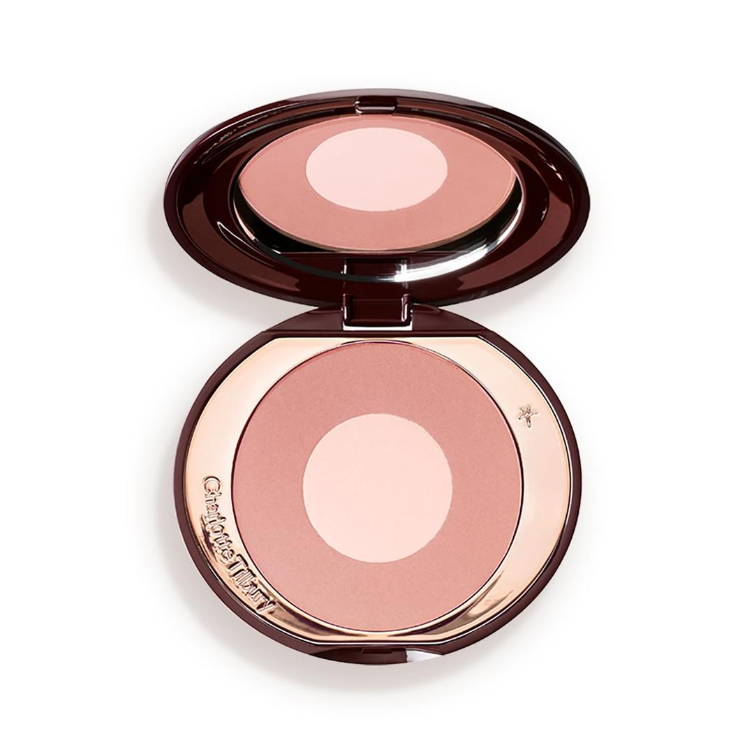 Charlotte Tilbury Cheek to Chic Powder Blush - Two-Tone Cheek Makeup with a Radiant, Luminous Finish - Buildable Color that Smooths, Buffs & Blends for a Light Reflecting Glow (Pillow Talk - nude pink)
