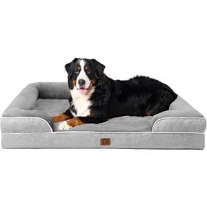 EHEYCIGA Orthopedic XL Dog Beds, Waterproof Memory Foam Dog Bed for Extra Large Dogs, Non-Slip Bottom and Egg-Crate Foam Big Pet Couch Bed with Washable Removable Cover, Grey (48.0"L x 35.0"W x 8"Th)
