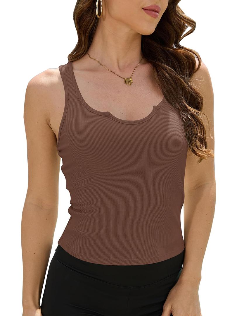 Acmplla Summer Tank Top for Women 2025 Womens Tank Tops Sleeveless Top Basics Camisole Cute Yoga Gym Shirts Brown XL (Brown, XL)