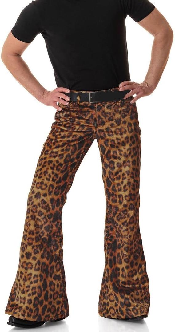 Men's Velvet Relaxed Vintage 60s 70s Bell Bottom Stretch Fit Classic Comfort Flared Flares Retro Leg Disco Pants (LP X-Large)