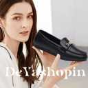 DeYashopin Women's Loafer Shoes Leisure Slip On Work Shoes Comfort Walking Flats (10 Wide, Black Leather)