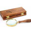 10X Wooden Magnifying Glass, Antique Reading & Inspection Magnifier for Coin & Stamp, Handheld Magnifier with Wooden Handle, Magnifying Glasses for Close Work (Seap Design)