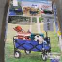 Mac Sports Heavy Duty Steel Frame Collapsible Folding 150 Pound Capacity Outdoor Camping Garden Utility Wagon Yard Cart, Blue