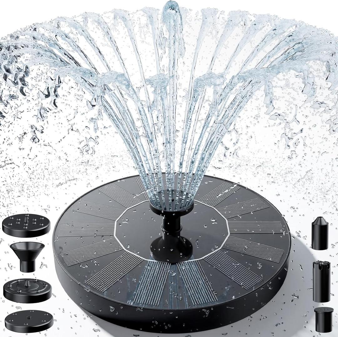 AISITIN Solar Water Fountain, 1.4W Solar Bird Bath Fountains with 6 Nozzle, New Upgrade Floating Solar Fountain Pump for Bird Bath, Outdoor, Garden, Pond, Fish Tank, Small Pool