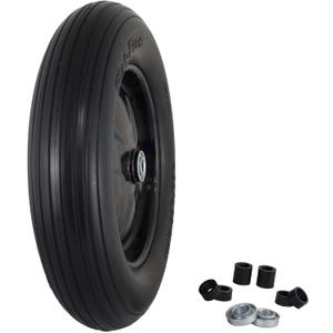 Flat Free 4.80/4.00-8 Tire Assembly with Adapter Kit, Ribbed Tread