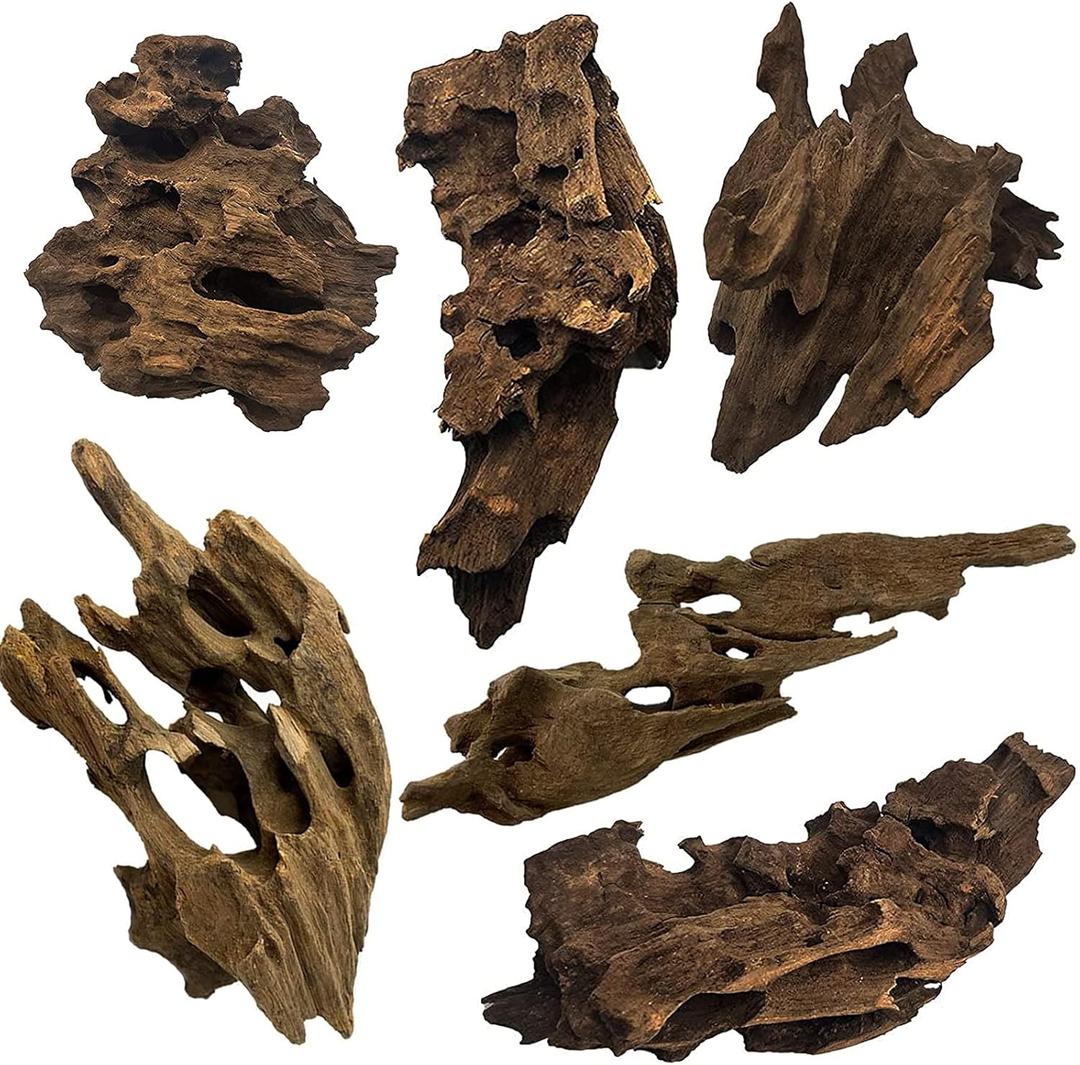 PINVNBY 6 PCS Natural Driftwood for Aquarium Decor 3.9" - 7.8" Large Driftwood for Reptile Tank Fish Aquarium Driftwood Branches Terrarium Decoration Assorted