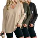 Sweetyweee 3 Pack Women's Oversize Nursing Shirts for Breastfeeding with Hidden Zippers Loose Fit Long Sleeve Maternity Tops XL