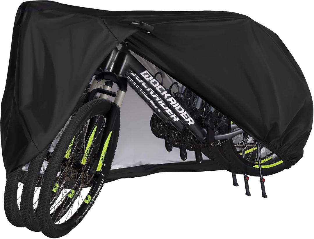 Puroma Bike Cover for 3 Bikes, Outdoor Waterproof Bicycle Covers Rain Sun UV Dust Wind Proof with Lock Hole for Mountain Road Electric Bike (Basic Black)