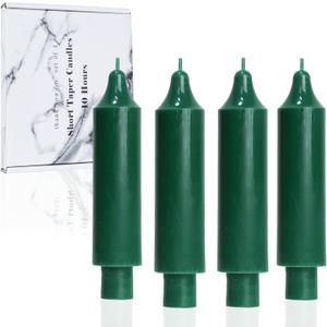 Dark Green Short Taper Candles 6 inch Candle Sticks Unscented Dinner Candle Dripless for Home Decor,Set of 4