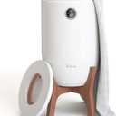 Fontaines Luxury Towel Warmer for Bathroom, Spa - Large Heated Thermal Bucket, Wood Handle, Safe Auto Shut Off, Fits Up to Two Large 40x70 Oversized Towels or Robes - White