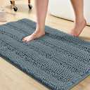 Turquoize Bathroom Rugs and Mats 1-Piece Bath Mat Set Non Slip Bath Mats for Tub Extra Soft and Absorbent Gray Shaggy Rugs for Bedroom Machine Washable Bath Mats, 20"x 32", Stone Blue