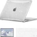 EooCoo Case Compatible with MacBook Air 13 inch M5 2026-2022 Release M4 M3 M2 A3449 A3240 A3113 A2681, Glitter Hard Shell&Keyboard Skin Cover&Screen Protector for Mac Air 13.6 inch, Sparkly Clear