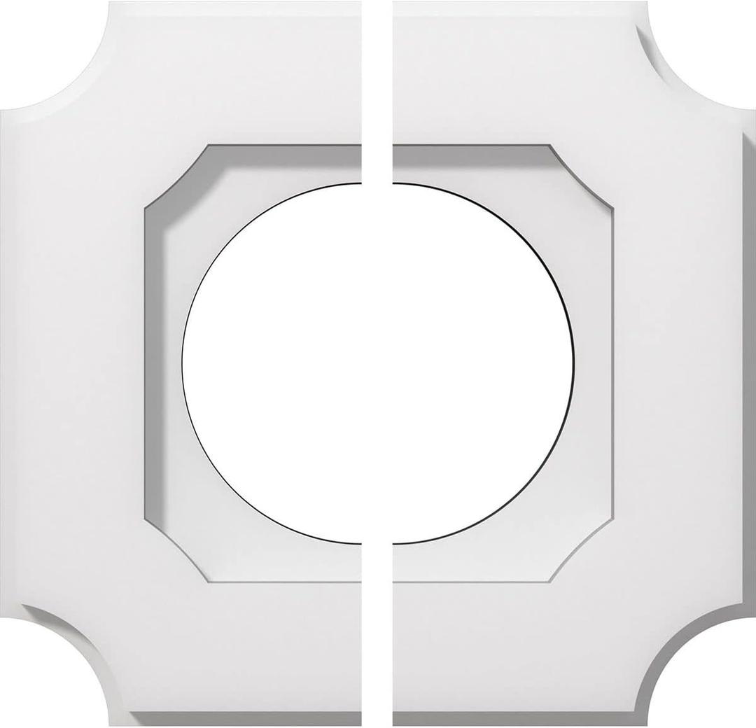 Ekena Millwork CMP10LE2-05000 Locke Architectural Grade PVC Contemporary, Two Piece Urethane Ceiling Medallions 10"OD x 5"ID x 6"C x 1"P