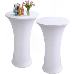 Cocktail Spandex Round Tablecloth, 2 Pack 24"x43" Highboy Fitted Stretch Cocktail Table Covers High Top Table Cloth for Banquet Wedding Bar Party - White