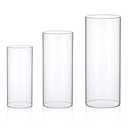 yshengood 3 Pcs Hurricane Glass Candle Holder, Open Ended Cylinder Candle Holder Bottomless Glass Candle Holder for Pillar Candle