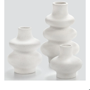 Goaste 2 Pack White Ceramic Vases, Modern Minimalist Bohemian Decor, Decorative Boho Dried Flower Vase, Round Matte Donut Pampas Grass Vase for Wedding Centerpieces Dinner Table Home Decoration