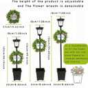 59" Solar Lamp Post with Planter 2-in-1, Solar Post Lights Outdoor Waterproof, Dusk to dawn Warm Yellow Lights, Outdoor Planter for Real or Fake Flowers, Solar Lights for Lawn, Patio, Front/Back Door, With Wreath Welcome Sign